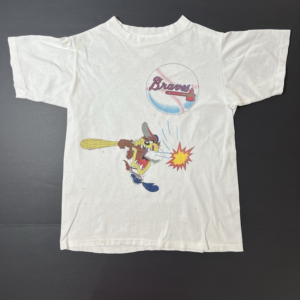 Vintage 1994 Atlanta Braves Taz Looney Tunes Tshirt MLB Baseball Youth Size L
